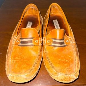 Steve Madden men’s drifter loafers tan leather size 10.5 used slip ons